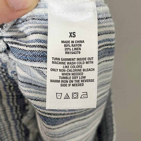 Aeropostale Women's Striped Button-Front Midi Skirt XS Blue & White Linen Blend - Picture 7 of 8